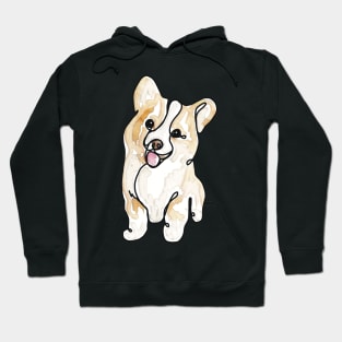 Happy Lil’ Wiggle - Cute Corgi in a Digital Watercolor Painting - Hand-drawn art perfect for stickers and mugs, legging, notebooks, t-shirts, greeting cards, socks, hoodies, pillows and more Hoodie